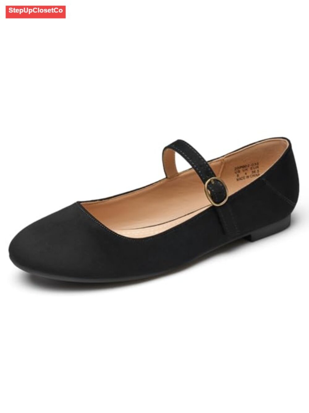 Women's Mary Jane Flats with Buckle Strap Round Toe Comfort Dress Shoes Work